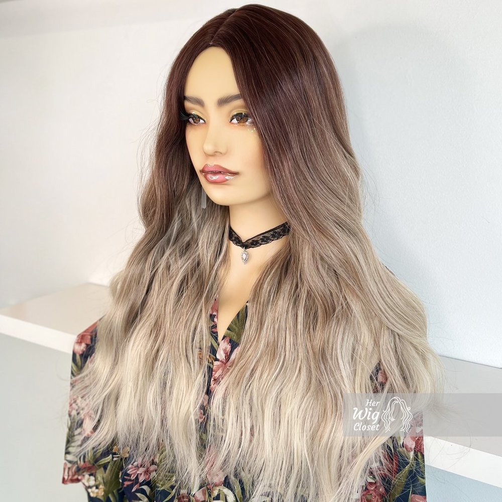 Dark root with ash blonde ombre wig | Blayage Wig | Mothers Day Gift | N…